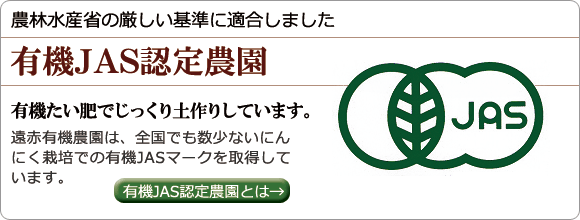 農林水産省の厳しい基準に適合しました 有機JAS認定農園